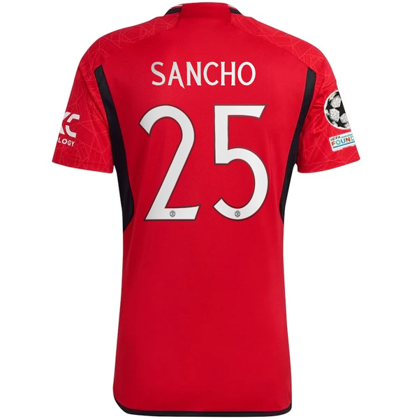 adidas Manchester United Jadon Sancho Home Jersey 23/24 w/ Champions League Patc