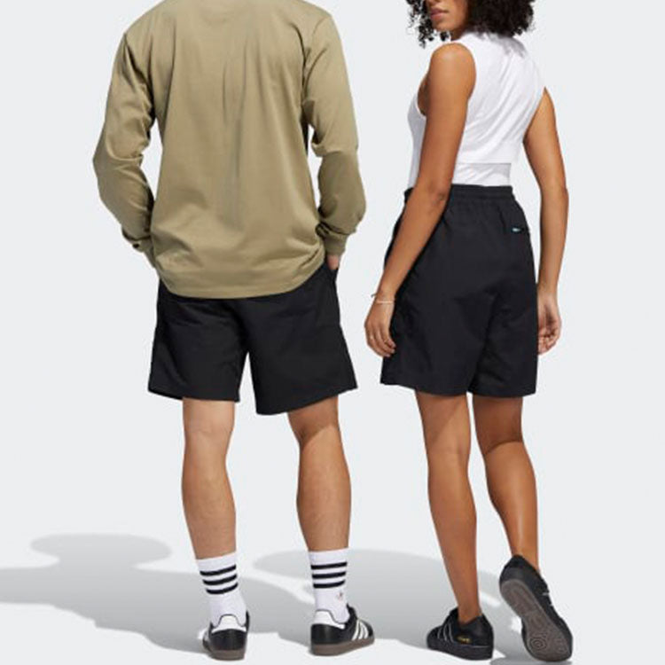Image of adidas Solid Color Loose Casual Shorts Unisex Black HA1290