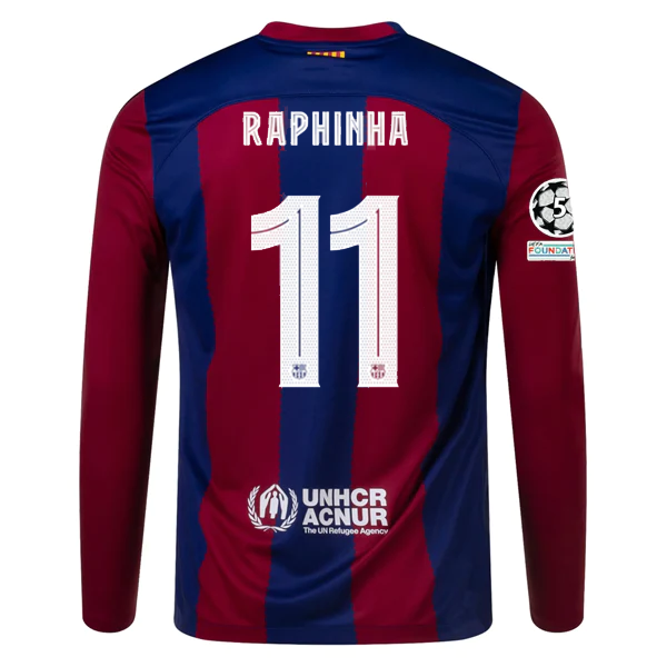 Nike Barcelona Raphinha Langarm-Heimtrikot mit Champions-League-Aufnähern 23/2