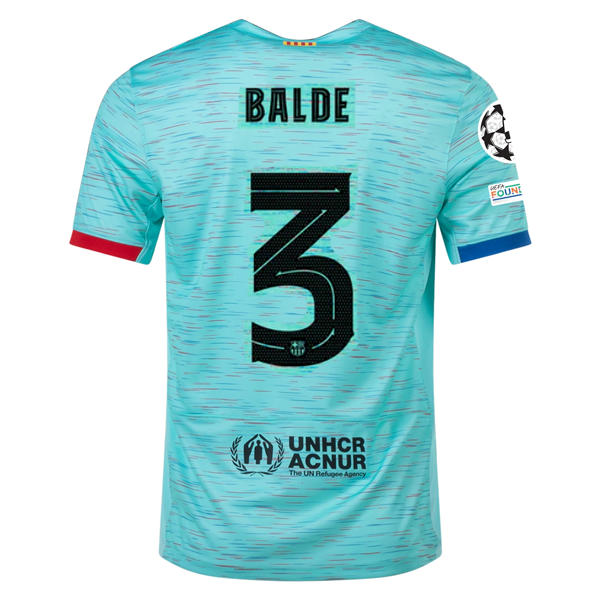 Nike Barcelona Alejandro Balde Third Jersey w/ Champions League Patches 23/24 (L