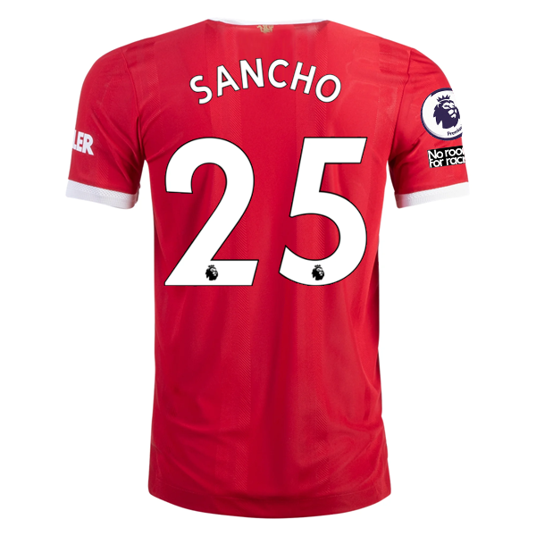 Image of adidas Authentic Manchester United Jadon Sancho Heimtrikot mit EPL + No Room For