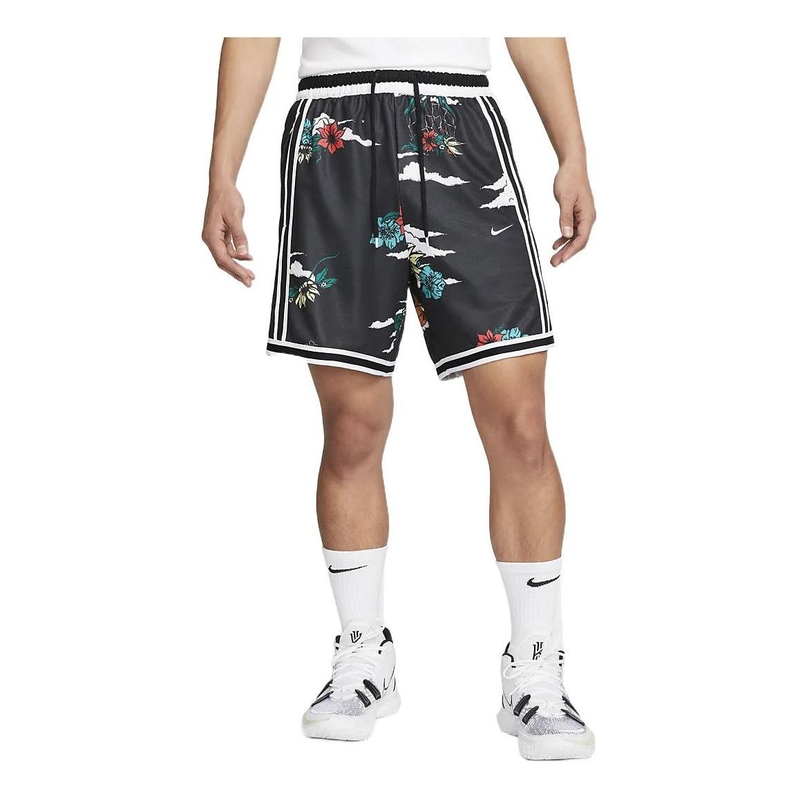 Nike Herren-Shorts mit Taillenschnürung und durchgehendem Druck, gerade, gestreift, lässig, schwarz, DM8781-01