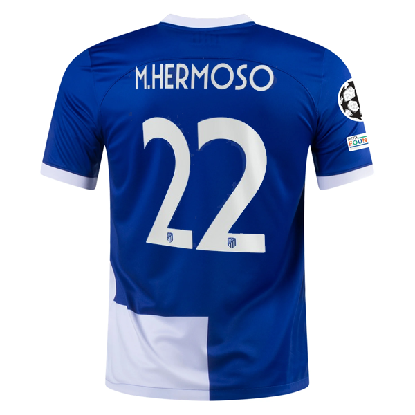 Nike Atletico Madrid Mario Hermoso Away Jersey w/ Champions League Patches 23/24