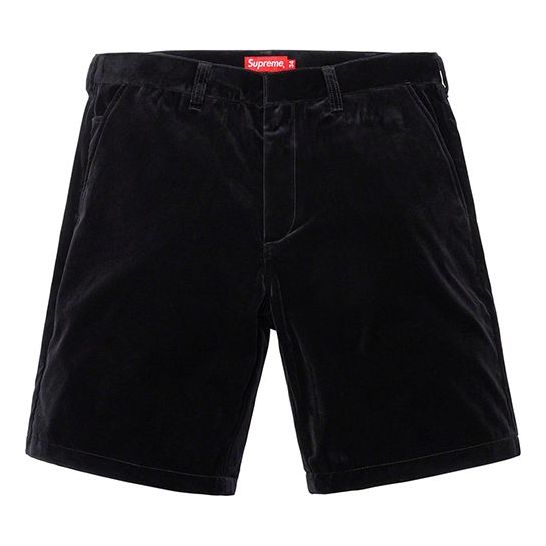 Image of Supreme SS19 Velvet Work Short Cargo Shorts Unisex Black SUP-SS19-10227