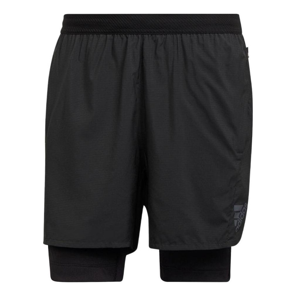 Image of Men's adidas Solid Color Alphabet Printing Elastic Waistband Shorts Black H59931
