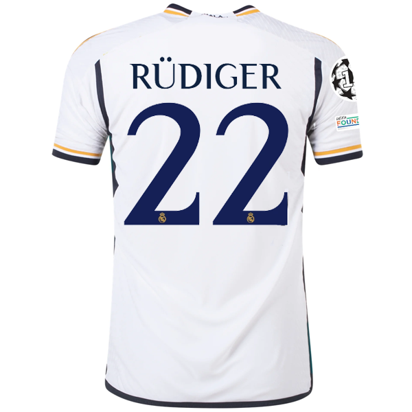 Image of adidas Real Madrid Authentic Antonio Rudiger Home Jersey w/ Champions League + C