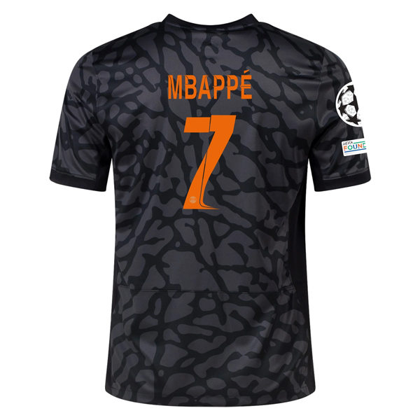 Image of Nike Paris Saint-Germain Kylian Mbappe Third Jersey w/ Champions League Patches