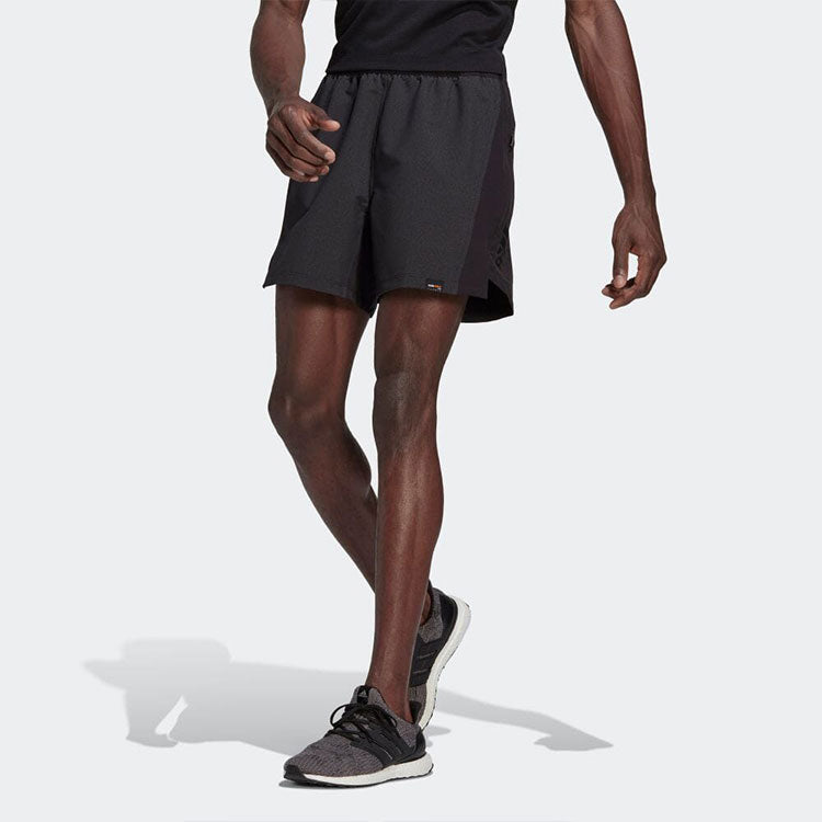 Image of Men's adidas Solid Color Splicing Casual Straight Printing Shorts Black HD3575