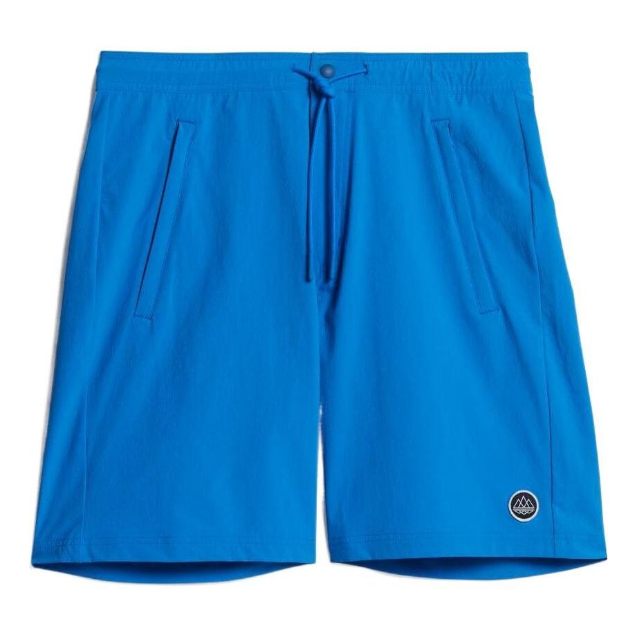 Image of Men's adidas Solid Color Label Straight Shorts Japanese Version Blue GT1816