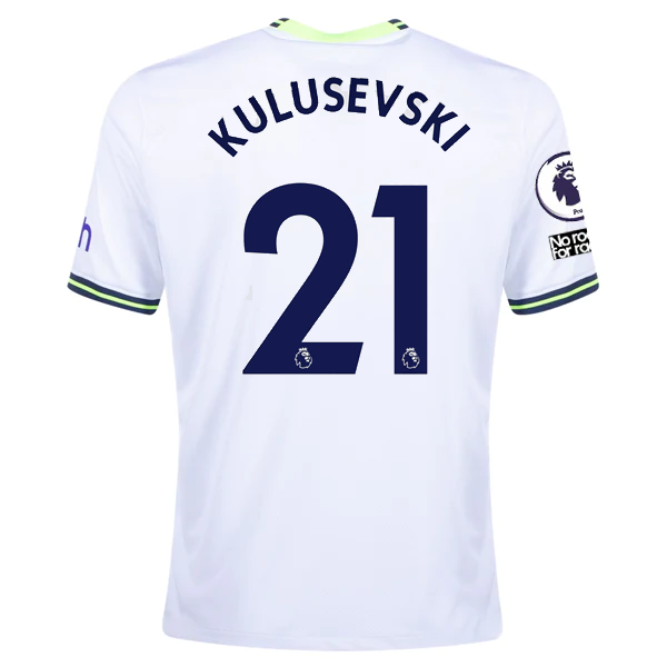 Nike Tottenham Dejan Kulusevski Home Jersey w/ EPL + No Room For Racism Patches