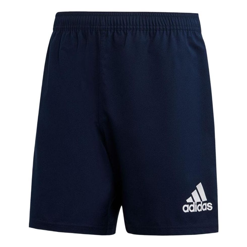 Image of Men's adidas Solid Color Stripe Logo Sports Shorts Navy Blue DY8500