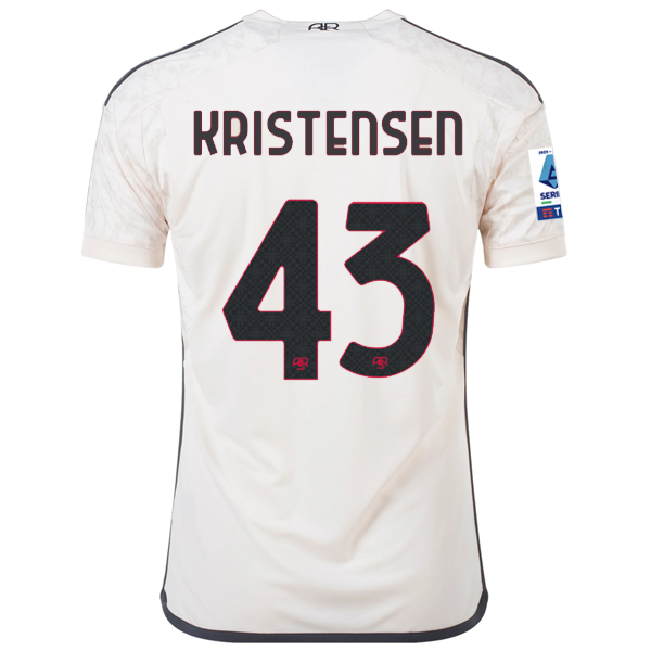 قميص adidas AS Roma Rasmus Kristensen Away مع رقعة الدوري الإيطالي رقم 23/24 (بيج)