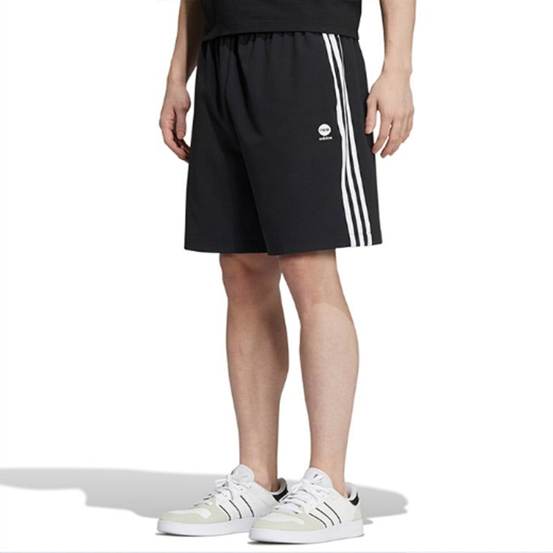 Image of adidas neo Solid Color Logo Athleisure Casual Sports Shorts Black HD4713