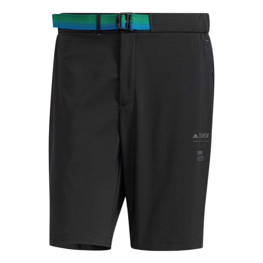 Image of Men's adidas SS22 Drawstring Belt Design Casual Shorts Black HE5230
