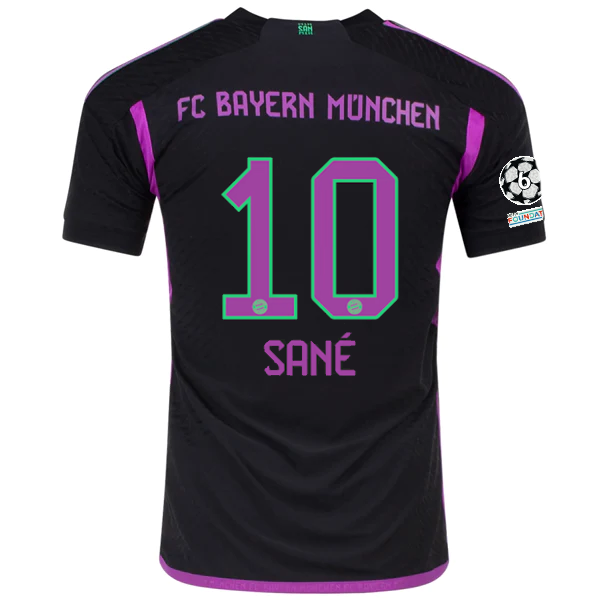 Image of adidas Bayern Munich Authentic Leroy Sané Away Jersey w/ Champions League Patche