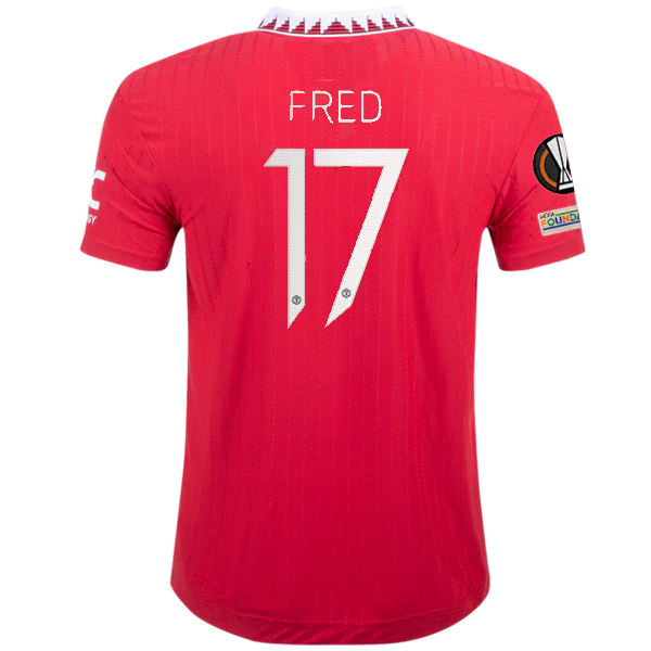 Image of adidas Manchester United Fred Authentic Home Jersey w/ Europa League Patches 22/