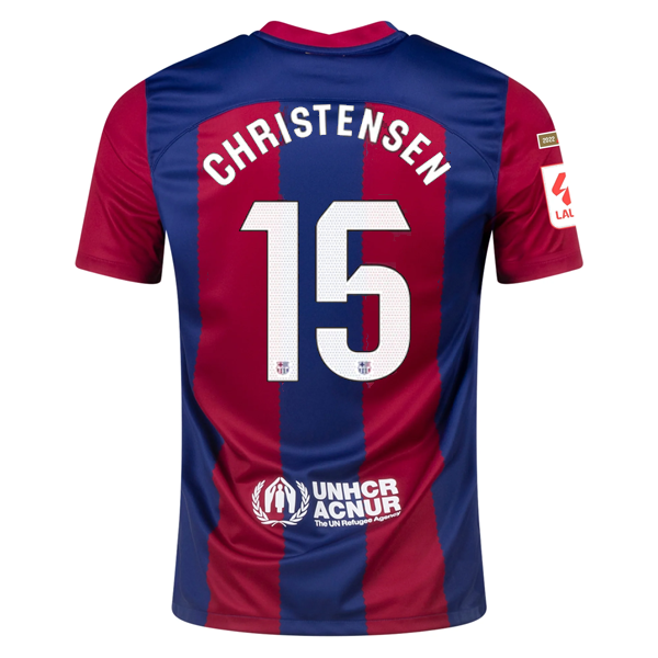 Image of Nike Barcelona Andreas Christensen Home Jersey 23/24 w/ La Liga Champions Patche