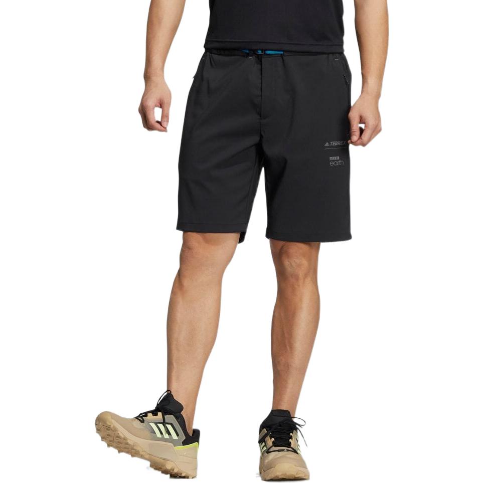 Men's adidas SS22 Drawstring Belt Design Casual Shorts Black HE5230