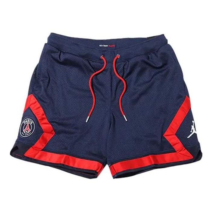 Image of Men's Air Jordan Colorblock Logo Printing Lacing Straight Sports Shorts Blue Red