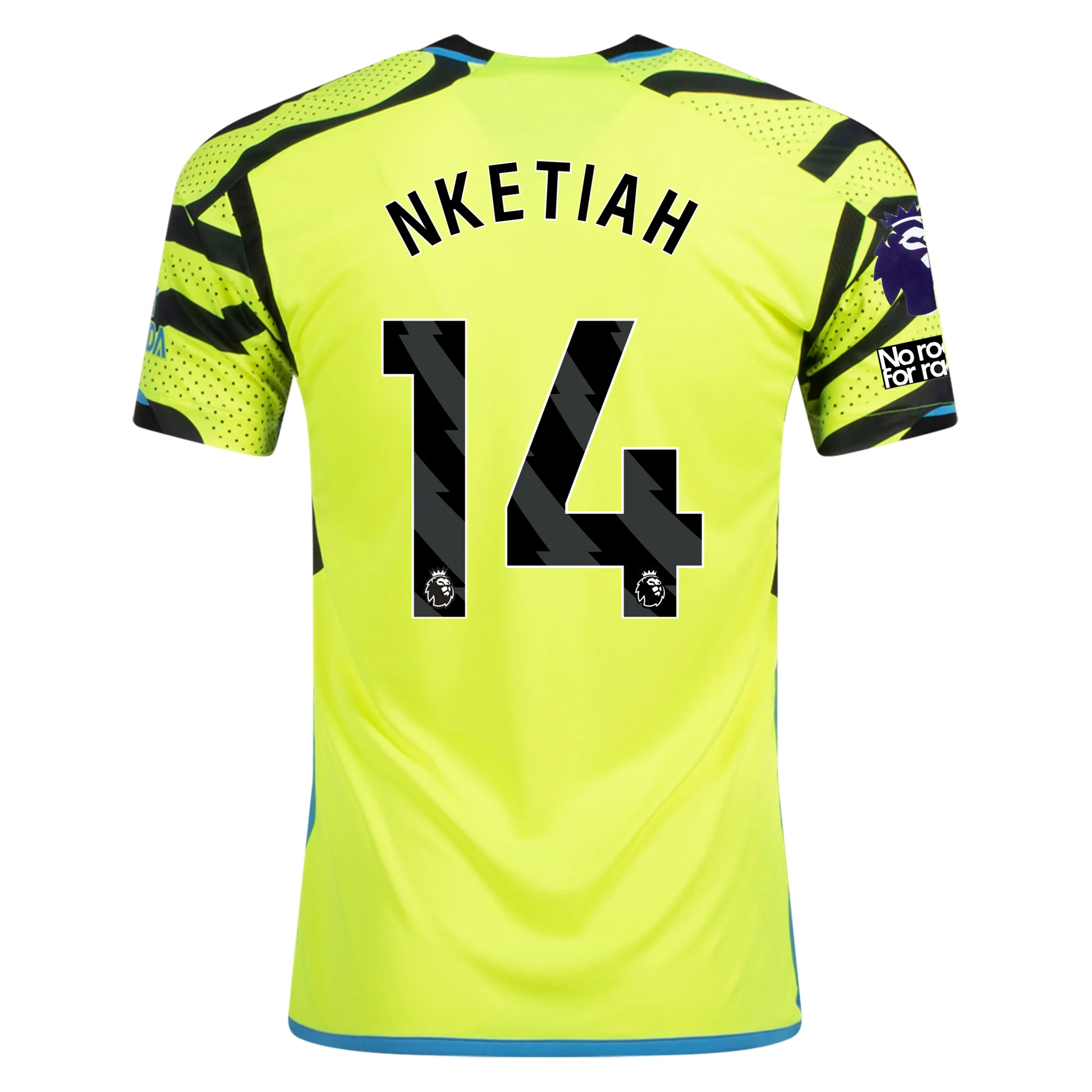 adidas Arsenal Eddie Nketiah Away Jersey w/ EPL + No Room For Racism Patches 23/