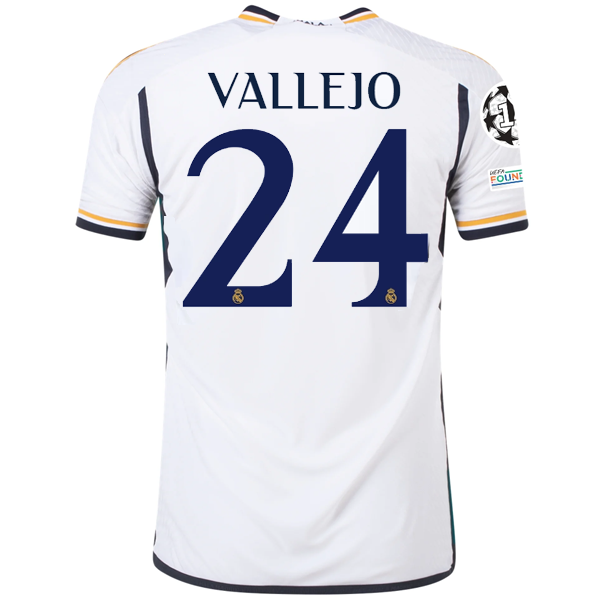 Image of adidas Real Madrid Authentic Jesus Vallejo Home Jersey w/ Champions League + Clu