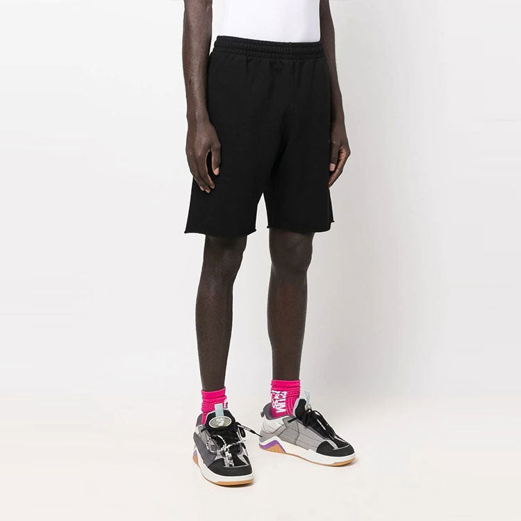Image of Men's OFF-WHITE SS22 Side Logo Arrow Printing Shorts Loose Fit Black OMCI012C99F