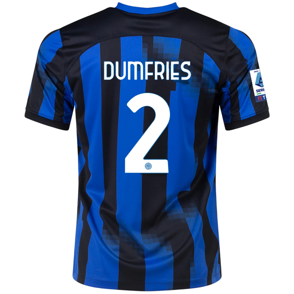Nike Inter Milan Denzel Dumfries Home Jersey w/ Serie A Patches 23/24 (Lyon Blue