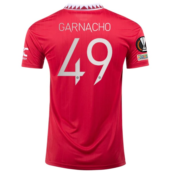 Image of adidas Manchester United Alejandro Garnacho Home Jersey w/ Europa League Patches
