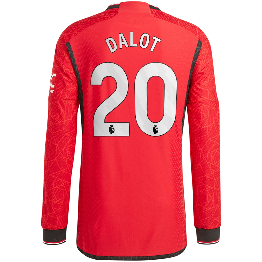 Image of adidas Manchester United Authentic Diogo Dalot Long Sleeve Home Jersey w/ EPL +