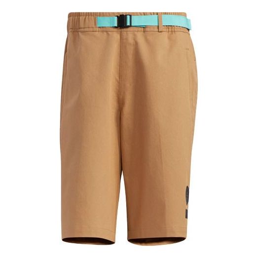 adidas Ub Sht Os Outdoor Sports Logo Contrasting Colors Belt Shorts Yellow GP083
