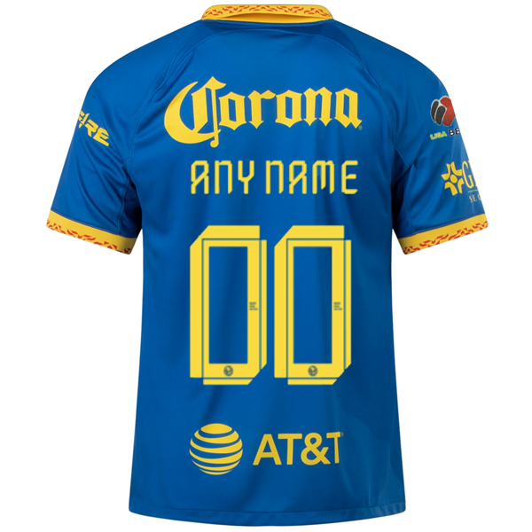 Image of Nike Club America Custom Name Away Jersey 23/24 w/ Liga MX Patch (Blue Jay/Tour