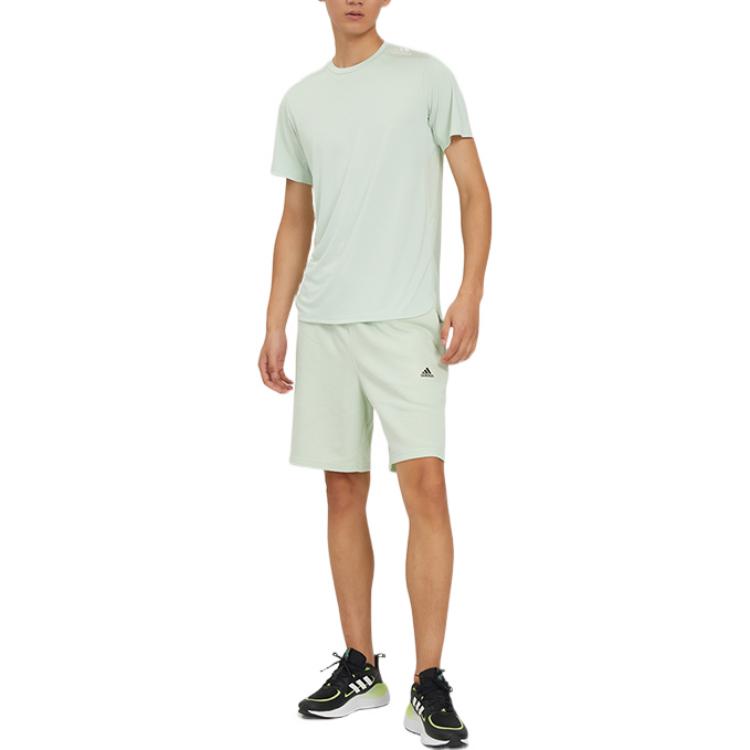 Image of Gerade Shorts für Herren mit adidas Logo-Druckmuster und Kordelzug und elastischem Bund