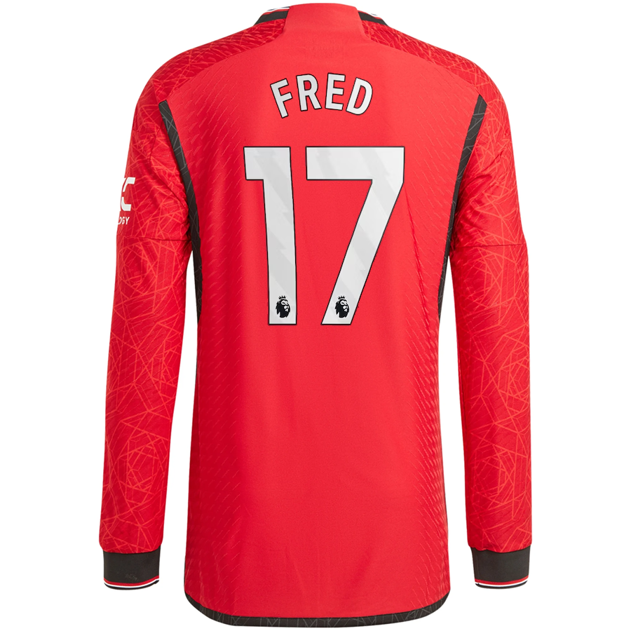 Image of adidas Manchester United Authentic Fred Long Sleeve Home Jersey w/ EPL + No Room