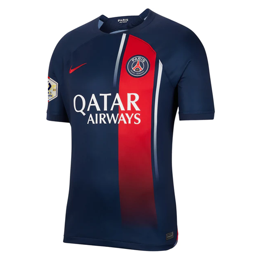 Image of Nike Paris Saint-Germain Warren Zaïre-Emery Home Jersey w/ Ligue 1 Champions Pat