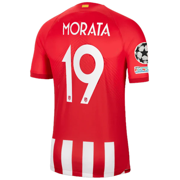 Image of Nike Atletico Madrid Alvaro Morata Heimtrikot mit Champions League-Aufnähern 23/24