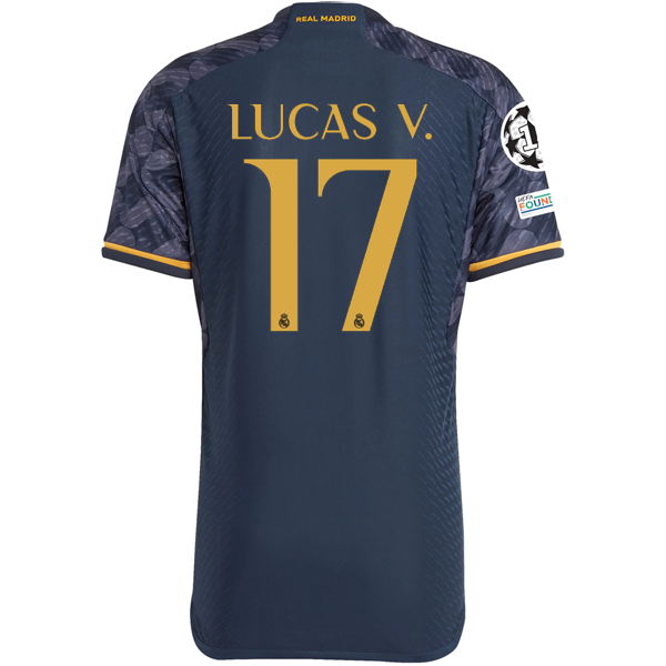 Image of adidas Real Madrid Authentic Lucas Vasquez Auswärtstrikot mit Champions League + Club