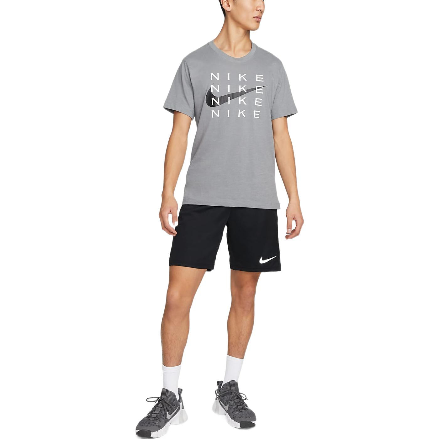 Image of Men's Nike Knit Training Straight Solid Color Black Shorts DM5945-010