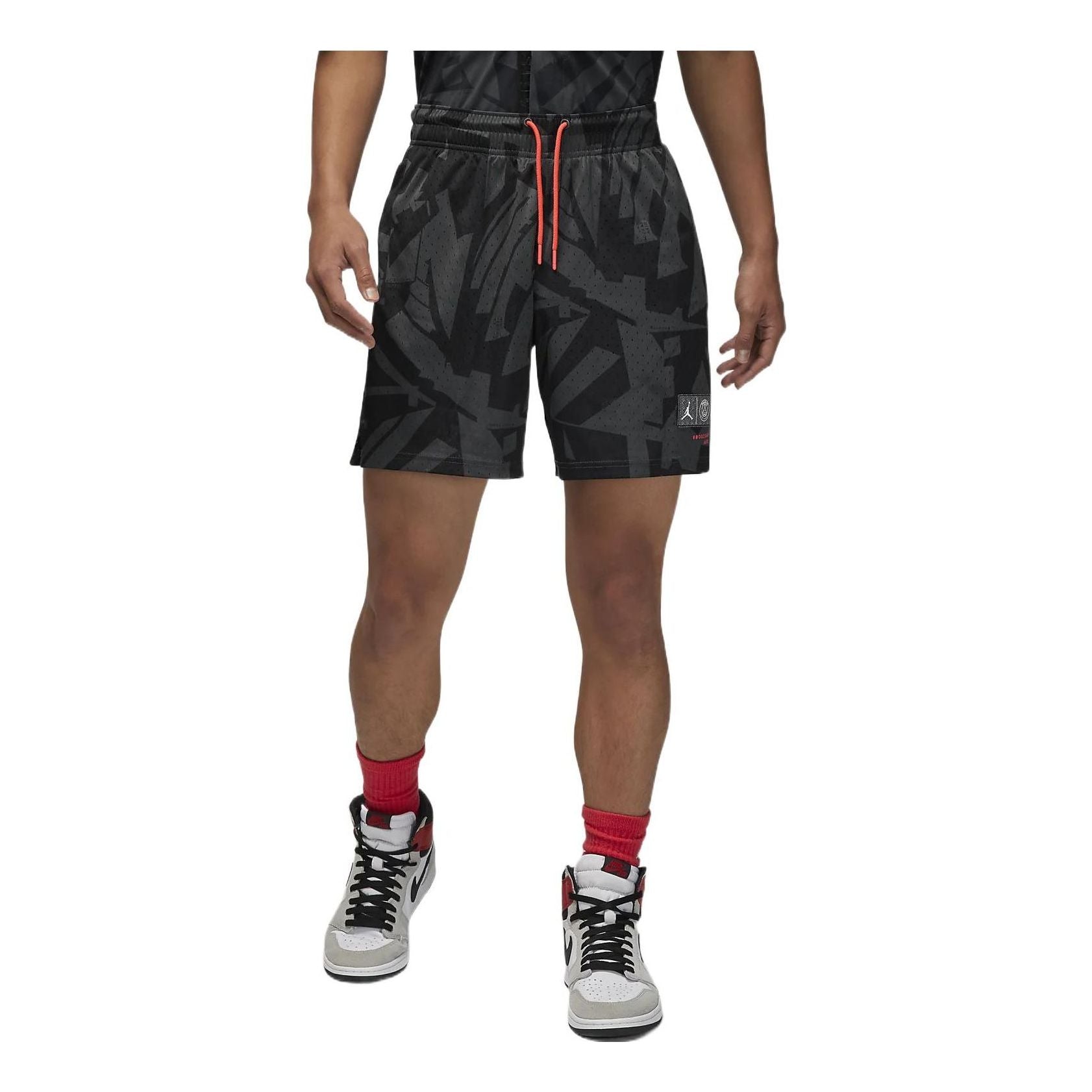 Image of Men's Nike Colorblock Full Print Lacing Sports Black Shorts DM3099-070