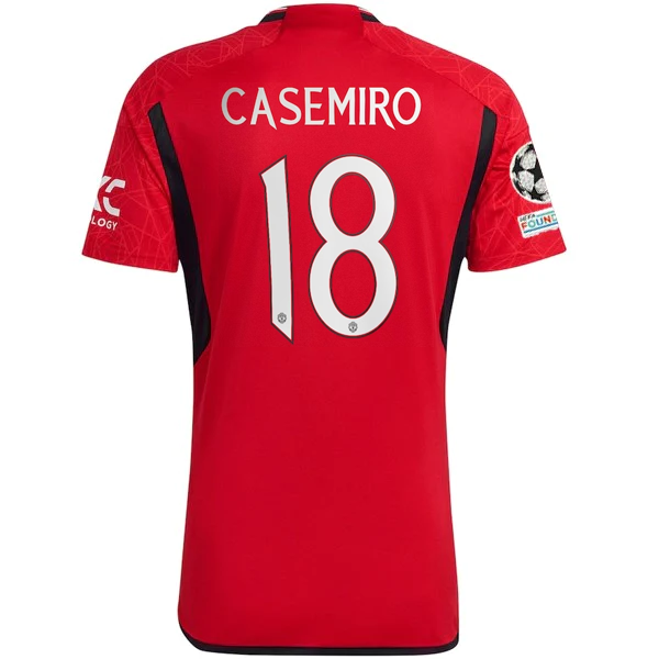 Image of adidas Manchester United Casemiro Home Jersey 23/24 w/ Champions League Patches