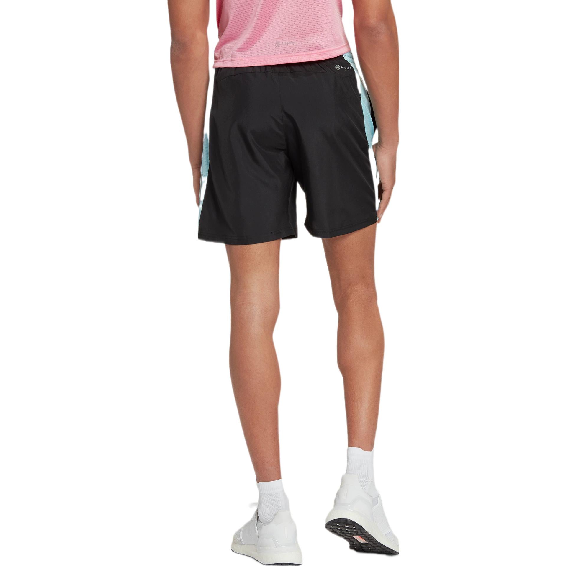 Image of Men's adidas Reflective Strip Mid Waist Elastic Waistband Straight Shorts Black