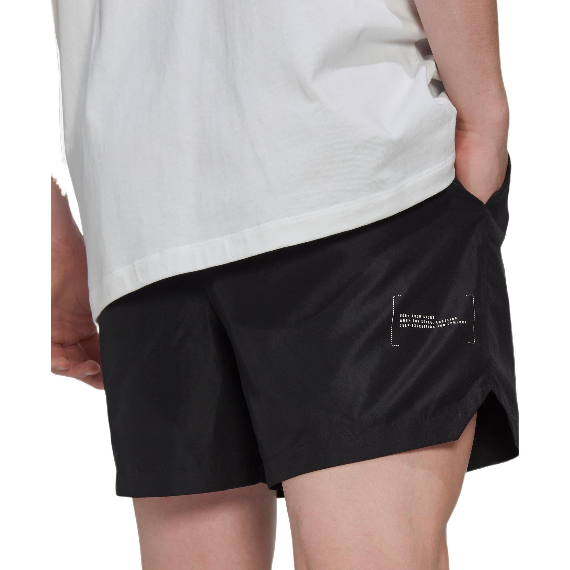 Image of Men's adidas Solid Color Casual Logo Straight Sports Shorts Black HN1935