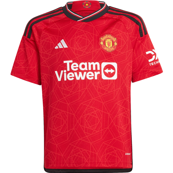 Image of adidas Youth Manchester United Rasmus Højlund Home Jersey 23/24 (Team College Re