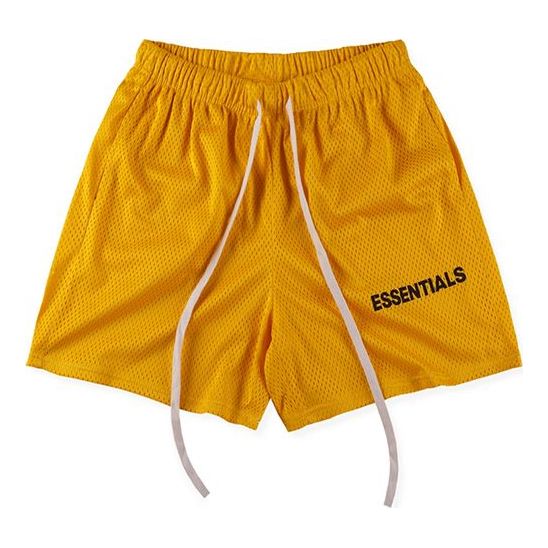 Image of Fear of God Essentials FW18 Graphic Mesh Drawstring ShortsYellow FOGPAWY-YE-01