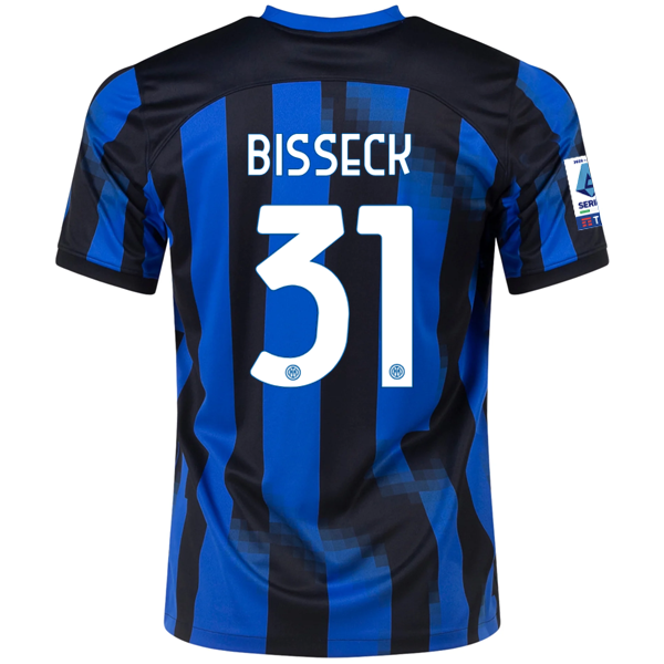 Image of Nike Inter Milan Yann Aurel Bisseck Home Jersey w/ Serie A Patches 23/24 (Lyon B