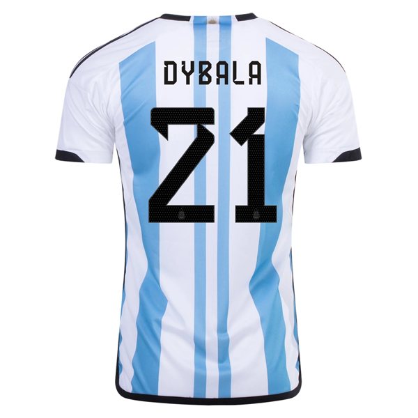 adidas Argentina Paulo Dybala Three Star Home Jersey w/ World Cup Champion Patch