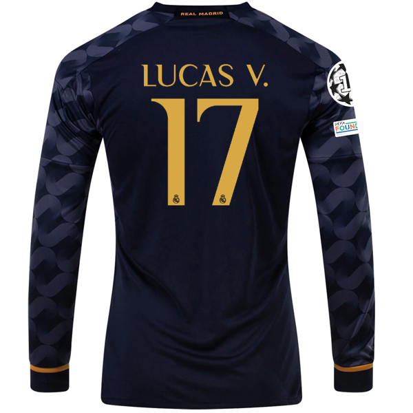 Image of adidas Real Madrid Federico Valverde Long Sleeve Away Jersey w/ Champions League