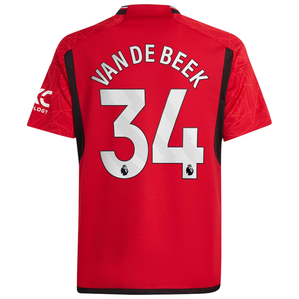 adidas Youth Manchester United Donny van de Beek Home Jersey 23/24 (Team College