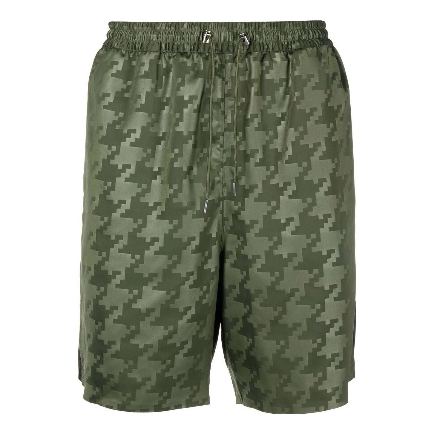 Image of adidas Houndstooth Printing Lacing Straight Shorts Green HG2401