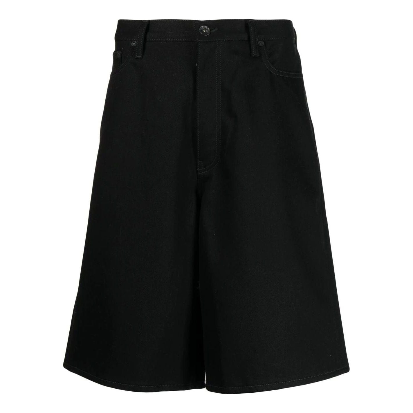 Image of Off-White Logo-Print Knee-Length Shorts 'Black' OMYC010C99DEN0011001