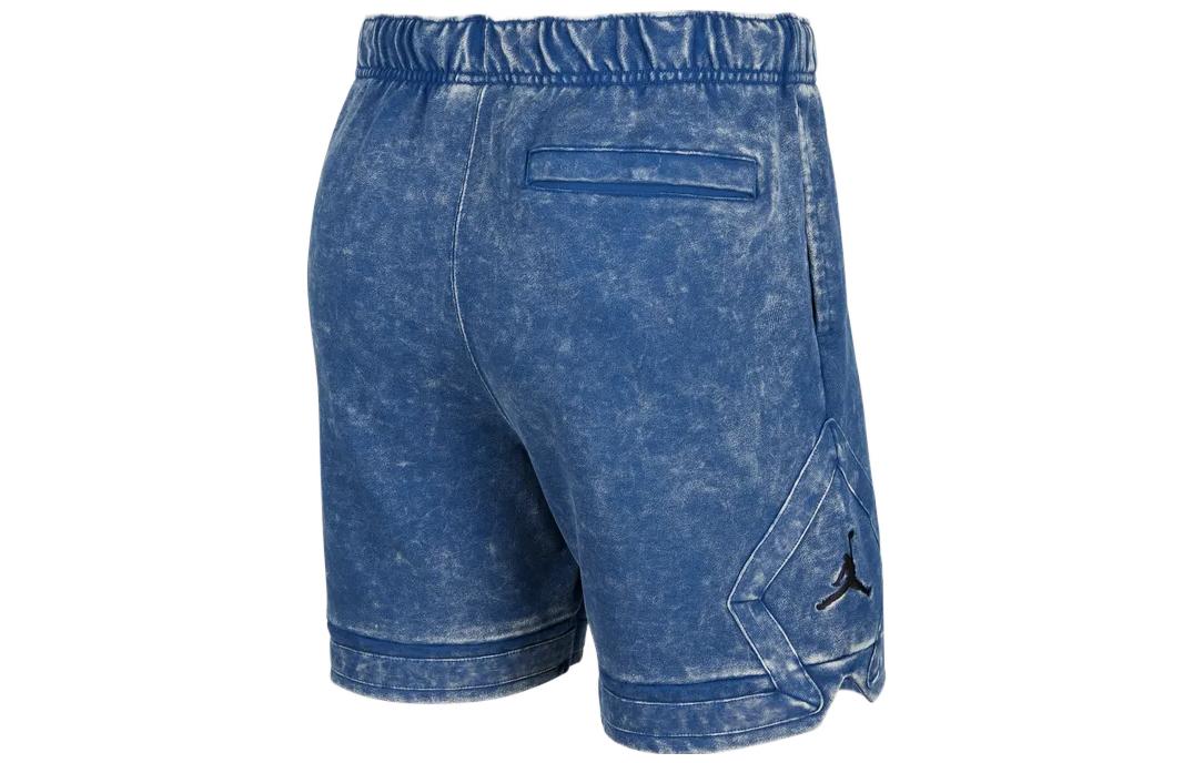 Men's Air Jordan Solid Color Washed Drawstring Knit Shorts France Blue DR3093-49